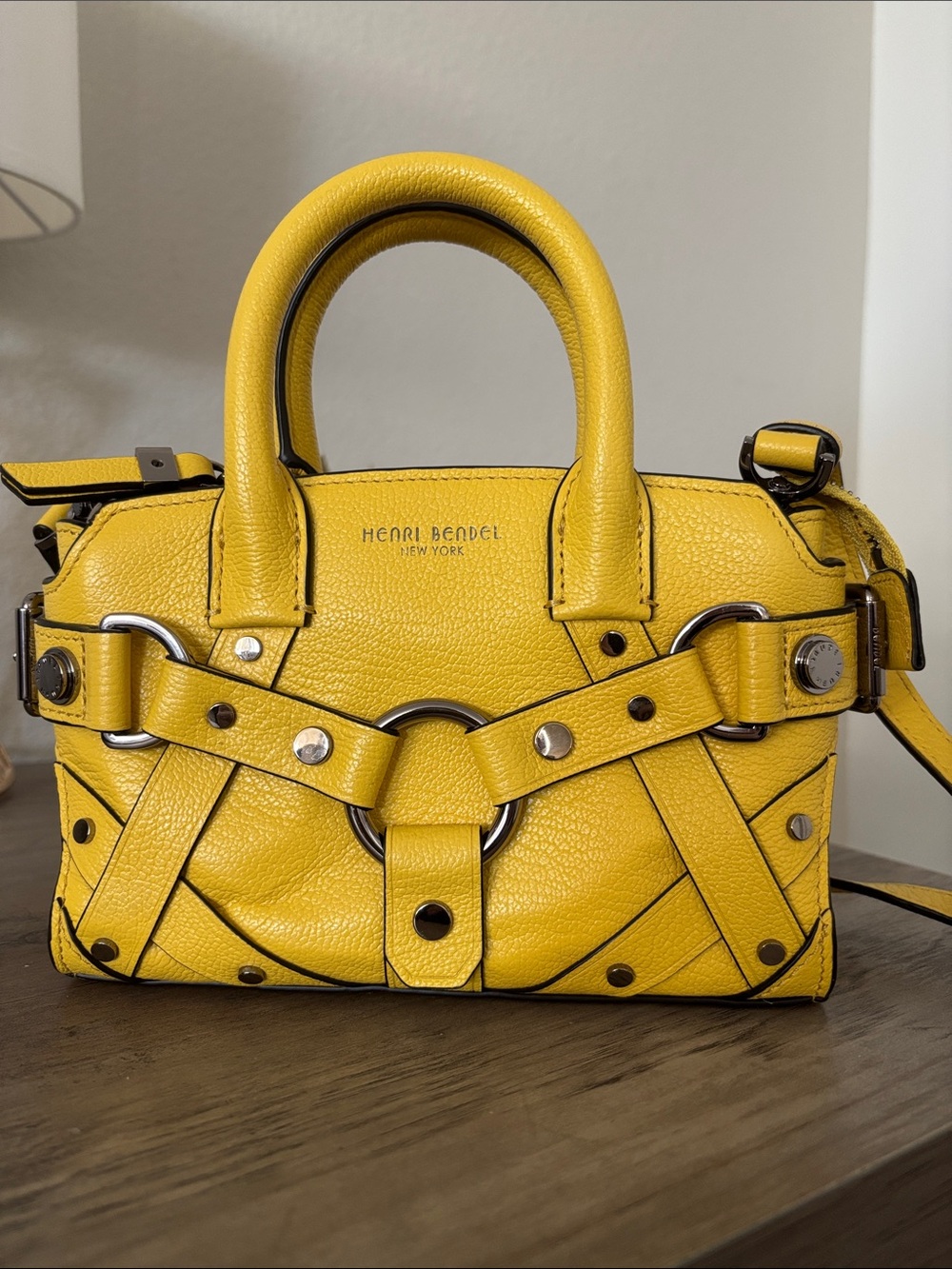 Henri Bendel Carlyle Micro Harness Satchel Bag in Yellow